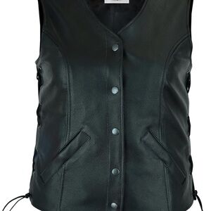 Source Unknown Black Leather Vest